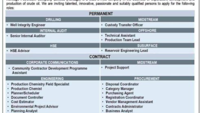 Heritage Petroleum Hiring 2026 - Great Oil & Gas Jobs Open!